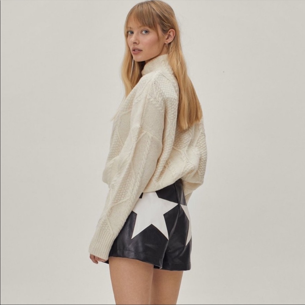Women’s leather faux star shorts